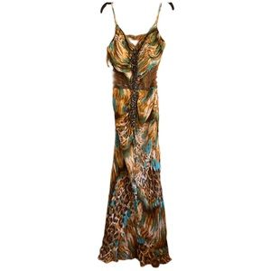Printed Dress with Crystal Embellishm